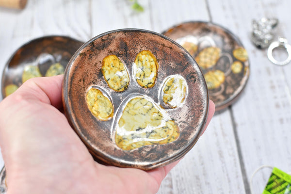 Paw Print Ceramic Coffee Spoon Rest Pug Dog Small Copper Jewelry Trinket Dish Handmade Stoneware Pottery Animal Lover Gift Coworker Friend