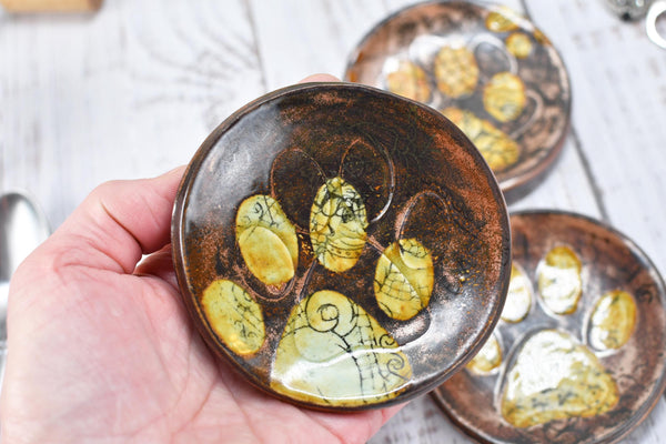 Paw Print Ceramic Coffee Spoon Rest Pug Dog Small Copper Jewelry Trinket Dish Handmade Stoneware Pottery Animal Lover Gift Coworker Friend