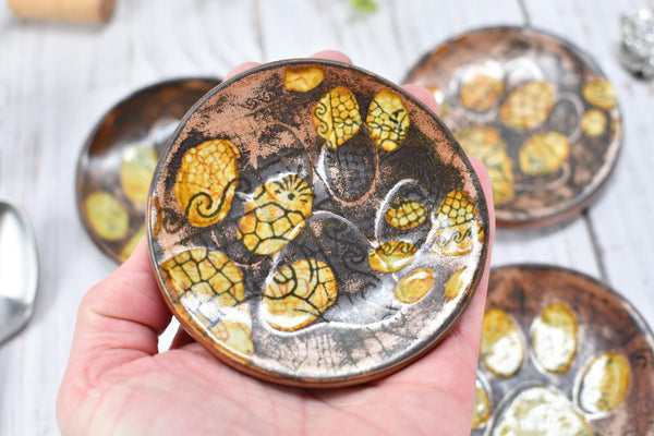 Paw Print Ceramic Coffee Spoon Rest Pug Dog Small Copper Jewelry Trinket Dish Handmade Stoneware Pottery Animal Lover Gift Coworker Friend