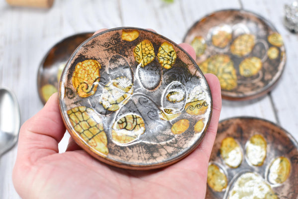 Paw Print Ceramic Coffee Spoon Rest Pug Dog Small Copper Jewelry Trinket Dish Handmade Stoneware Pottery Animal Lover Gift Coworker Friend