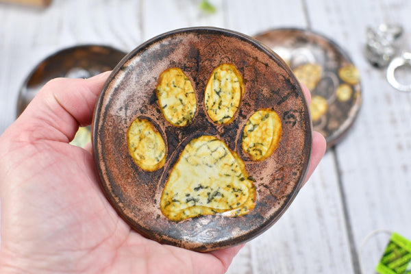 Paw Print Ceramic Coffee Spoon Rest Pug Dog Small Copper Jewelry Trinket Dish Handmade Stoneware Pottery Animal Lover Gift Coworker Friend
