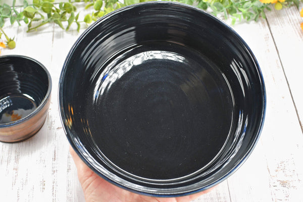 Chip and Dip Ceramic Bowl Set, Handmade Copper and Turquoise Patina Green Detached Snack Stoneware Pottery Party Serving Dishes