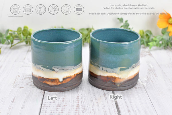 Bronze Whiskey Bourbon Tumbler, One Anniversary Handmade Ceramic Pottery Scotch Barware Gift, Groomsmen, Black, Turquoise Blue Green Cup