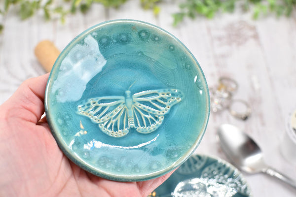 Monarch Butterfly Ceramic Small Coffee Spoon Rest, Handmade Stoneware Pottery Jewelry Trinket Dish, Bright Colors, Nature Gift for Mom