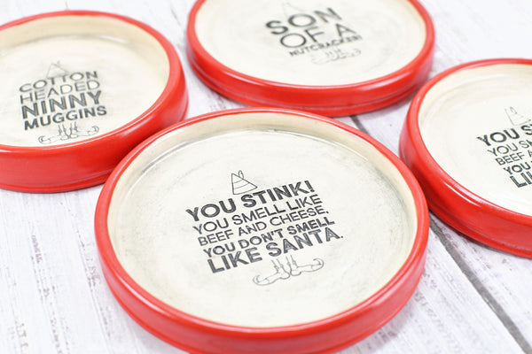 Buddy The Elf Christmas Ceramic Spoon Rest Soap Wine Bottle Drip Dish Handmade Pottery Best Cup of Coffee, Son of Nutcracker Ninnymuggins