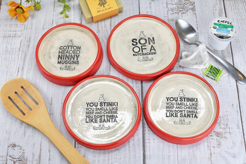 Buddy The Elf Christmas Ceramic Spoon Rest Soap Wine Bottle Drip Dish Handmade Pottery Best Cup of Coffee, Son of Nutcracker Ninnymuggins