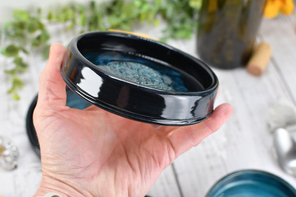 Blue Teal Ceramic Spoon Rest, Turquoise Handmade Small, Medium, Large Pottery for Stovetop, Table Counter - Housewarming Christmas Gift