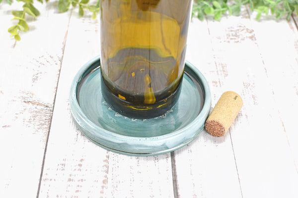 Sunflower Ceramic Spoon Rest, Blue Black Handmade Pottery for Stovetop, Wine Bottle Drip Dish Dining Table - Housewarming Christmas Gift