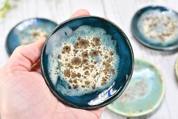 Turquoise Ceramic Small Coffee Spoon Rest, Blue Green Rustic Handmade Small Pottery for Housewarming Birthday Coworker Christmas Gift