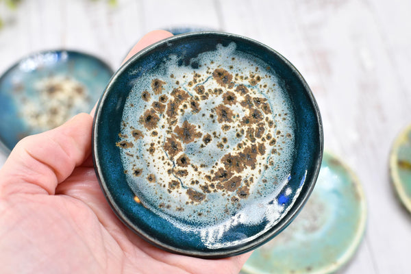 Turquoise Ceramic Small Coffee Spoon Rest, Blue Green Rustic Handmade Small Pottery for Housewarming Birthday Coworker Christmas Gift