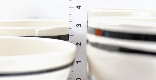 Ceramic Pottery Bowl Handmade Black White Stripe Stoneware Medium Dish Serving Dining Fruit Salad Cereal Yogurt Soup Dip Snacks, Per Each