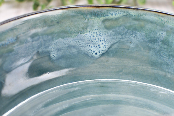 Chip Dip Ceramic Pottery Handmade Bowl, Sage Blue Black Snack Dish, Stoneware Charcuterie Party Serving Dining, Unique Housewarming Gift