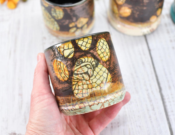 Copper Wine Cup Pug Dog Tumbler Pet Lover Bronze Handmade Ceramic Pottery Whiskey Bourbon Barware Paw Print Anniversary Birthday Gift 1 Each