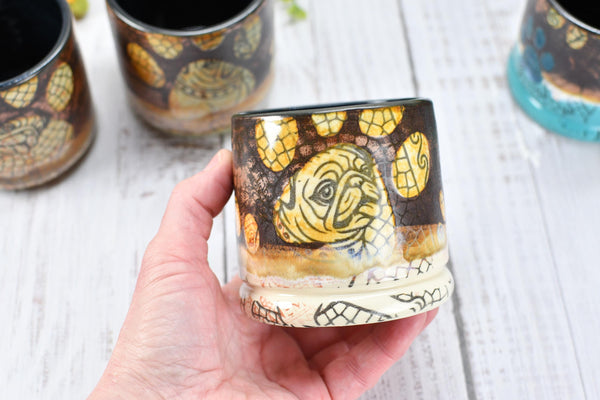 Copper Wine Cup Pug Dog Tumbler Pet Lover Bronze Handmade Ceramic Pottery Whiskey Bourbon Barware Paw Print Anniversary Birthday Gift 1 Each