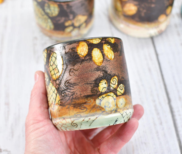 Copper Wine Cup Pug Dog Tumbler Pet Lover Bronze Handmade Ceramic Pottery Whiskey Bourbon Barware Paw Print Anniversary Birthday Gift 1 Each