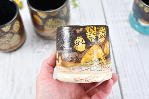 Copper Wine Cup Pug Dog Tumbler Pet Lover Bronze Handmade Ceramic Pottery Whiskey Bourbon Barware Paw Print Anniversary Birthday Gift 1 Each