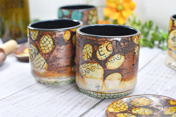 Copper Wine Cup Pug Dog Tumbler Pet Lover Bronze Handmade Ceramic Pottery Whiskey Bourbon Barware Paw Print Anniversary Birthday Gift 1 Each