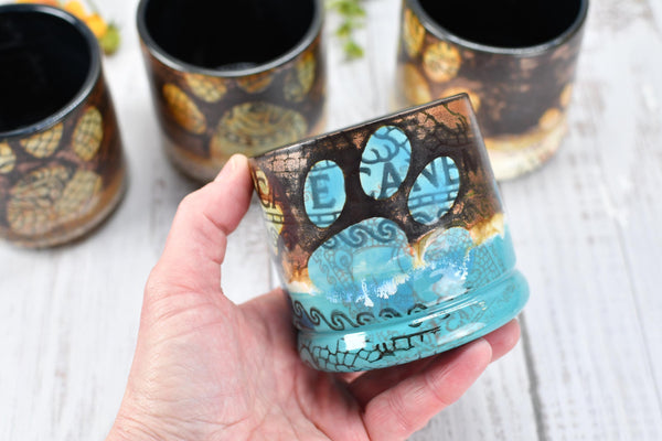 Copper Wine Cup Pug Dog Tumbler Pet Lover Bronze Handmade Ceramic Pottery Whiskey Bourbon Barware Paw Print Anniversary Birthday Gift 1 Each