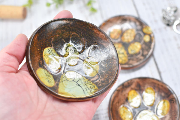 Paw Print Ceramic Coffee Spoon Rest Pug Dog Small Copper Jewelry Trinket Dish Handmade Stoneware Pottery Animal Lover Gift Coworker Friend