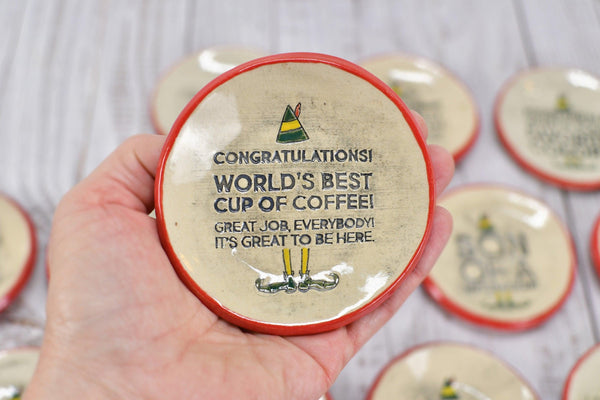 Buddy The Elf Christmas Ceramic Small Spoon Rest, Jewelry Trinket Dish, Handmade Pottery Hand Painted, Best Cup of Coffee, Son of Nutcracker