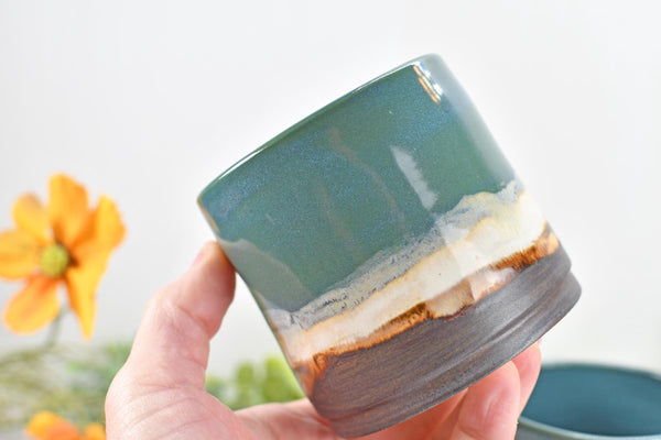 Bronze Whiskey Bourbon Tumbler, One Anniversary Handmade Ceramic Pottery Scotch Barware Gift, Groomsmen, Black, Turquoise Blue Green Cup