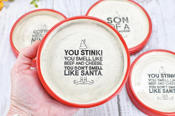 Buddy The Elf Christmas Ceramic Spoon Rest Soap Wine Bottle Drip Dish Handmade Pottery Best Cup of Coffee, Son of Nutcracker Ninnymuggins