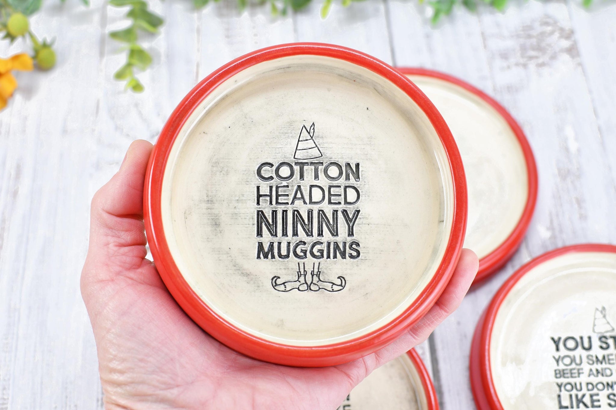 Buddy The Elf Christmas Ceramic Spoon Rest Soap Wine Bottle Drip Dish Handmade Pottery Best Cup of Coffee, Son of Nutcracker Ninnymuggins