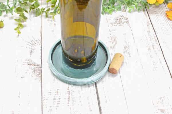 Sunflower Ceramic Spoon Rest, Blue Black Handmade Pottery for Stovetop, Wine Bottle Drip Dish Dining Table - Housewarming Christmas Gift