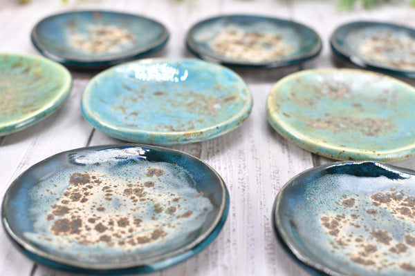 Turquoise Ceramic Small Coffee Spoon Rest, Blue Green Rustic Handmade Small Pottery for Housewarming Birthday Coworker Christmas Gift