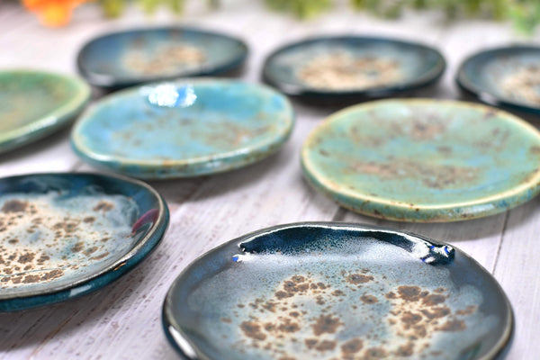 Turquoise Ceramic Small Coffee Spoon Rest, Blue Green Rustic Handmade Small Pottery for Housewarming Birthday Coworker Christmas Gift