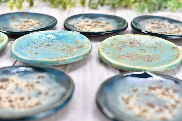 Turquoise Ceramic Small Coffee Spoon Rest, Blue Green Rustic Handmade Small Pottery for Housewarming Birthday Coworker Christmas Gift