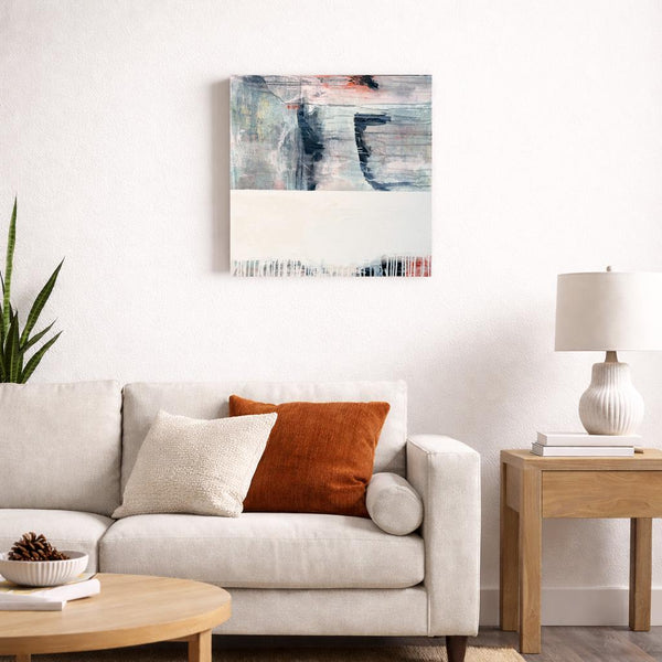 Original Abstract Painting 24x24 Wall Art Gray White Black Pink Contemporary Art Ready to Hang Stretched Canvas Not A Print