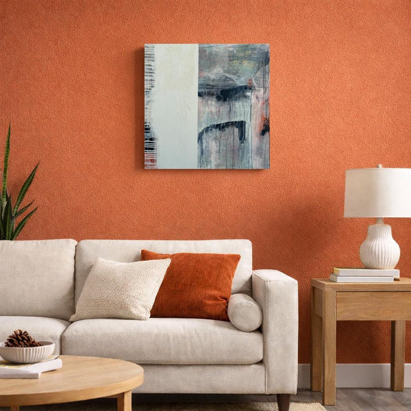 Original Abstract Painting 24x24 Wall Art Gray White Black Pink Contemporary Art Ready to Hang Stretched Canvas Not A Print