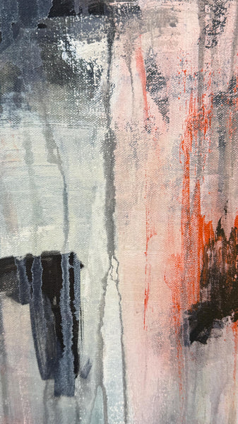 Original Abstract Painting 24x24 Wall Art Gray White Black Pink Contemporary Art Ready to Hang Stretched Canvas Not A Print