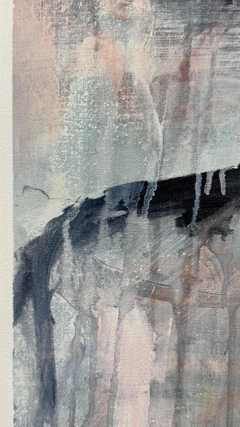 Original Abstract Painting 24x24 Wall Art Gray White Black Pink Contemporary Art Ready to Hang Stretched Canvas Not A Print