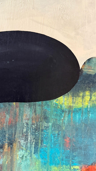 Original Abstract Painting 24x24 Wall Art Orange Green Black Blue Contemporary Art Ready to Hang Stretched Canvas Not A Print