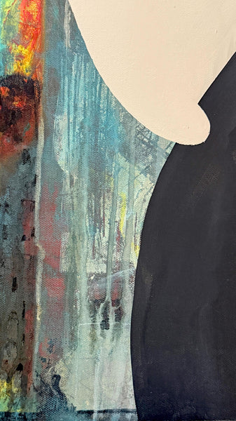 Original Abstract Painting 24x24 Wall Art Orange Green Black Blue Contemporary Art Ready to Hang Stretched Canvas Not A Print