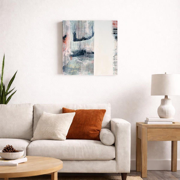 Original Abstract Painting 24x24 Wall Art Gray White Black Pink Contemporary Art Ready to Hang Stretched Canvas Not A Print