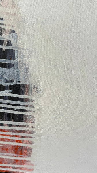 Original Abstract Painting 24x24 Wall Art Gray White Black Pink Contemporary Art Ready to Hang Stretched Canvas Not A Print