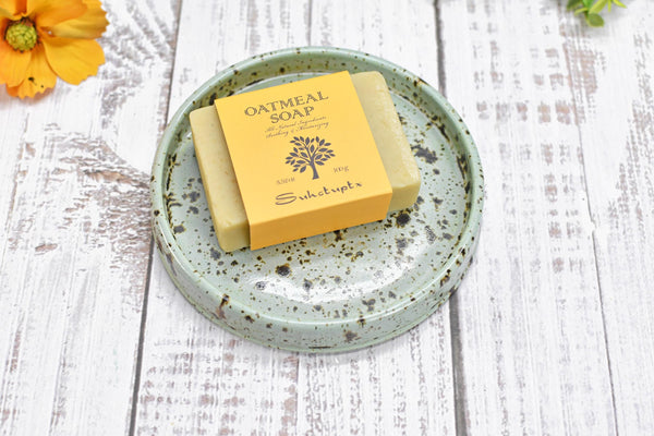 Hummingbird Ceramic Handmade Pottery, Medium Spoon Rest for Coffee Tea, Countertop, Robins Egg Gray Blue Speckled Wine Bottle Drip Dish