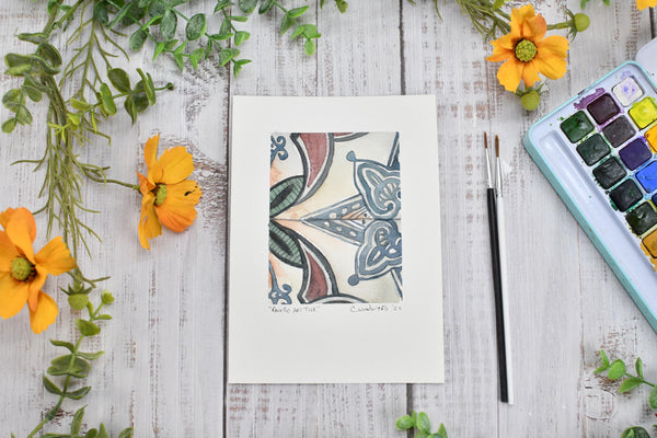 Watercolor Painting Original Ravello Wall Art, 5x7 on Paper Unframed, Gray Blue Pink Home Decor, Not A Print, Amalfi Coast Italy