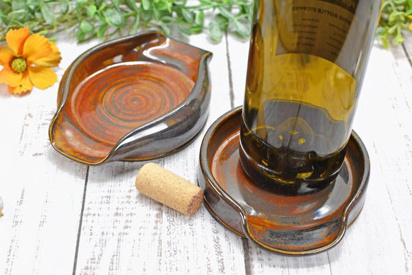 Spoon Rest Ceramic Rust Brown Large Pottery Stovetop Handmade Stoneware, Tabletop, Countertop Maroon Jasper Coffee Tea Bag Holder, Soap Dish