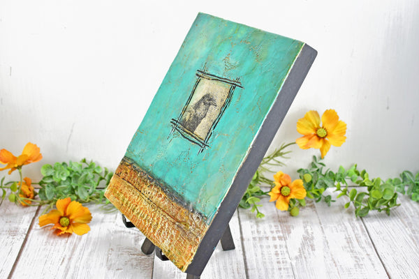Raven Bird Original Encaustic Painting, Mixed Media Hand Painted Gift on Wood Cradle Board