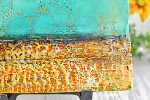 Raven Bird Original Encaustic Painting, Mixed Media Hand Painted Gift on Wood Cradle Board