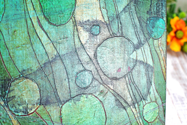Raven Bird Original Painting, Turquoise, Black, Gray Mixed Media Hand Painted Gift on Wood Cradle Board, Unframed