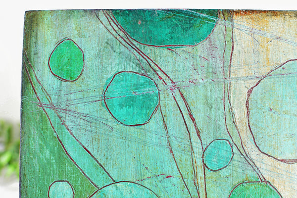 Raven Bird Original Painting, Turquoise, Black, Gray Mixed Media Hand Painted Gift on Wood Cradle Board, Unframed