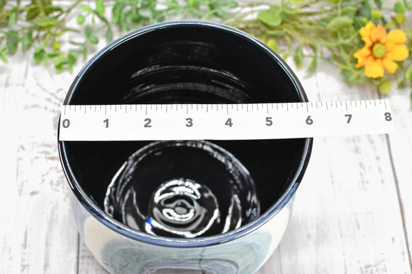 Ceramic Utensil Holder Crock Evil Eye, Pottery Seconds Sale, Kitchen Counter, Hand Painted Stoneware Organizer Turkish Blue White Handmade