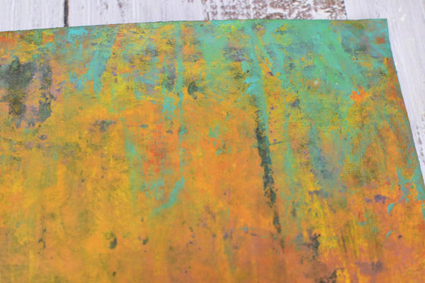 Abstract Painting, Original Mixed Media Yellow and Turquoise Wall Art on Paper