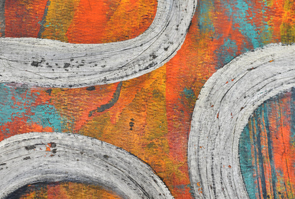Abstract Painting, Original Mixed Media Orange and Gray Wall Art on Paper