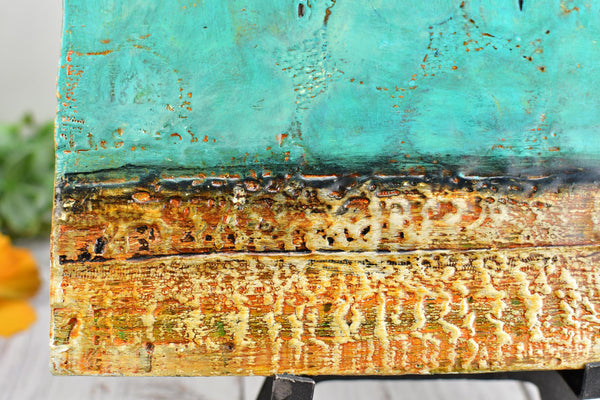 Raven Bird Original Encaustic Painting, Mixed Media Hand Painted Gift on Wood Cradle Board